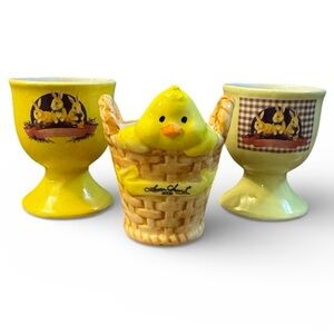 Laura Secord Collectible Egg Cups and Chick Basket Set